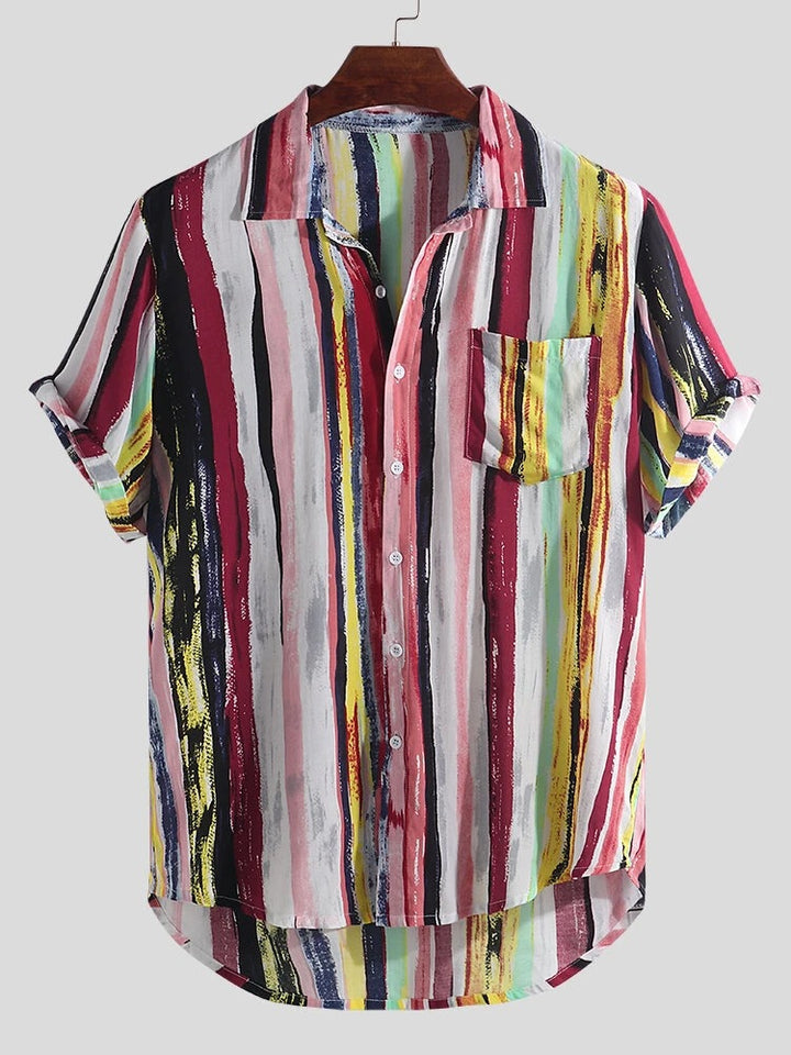 Short sleeve women's shirt with a modern stripe pattern and a chest pocket Lune London