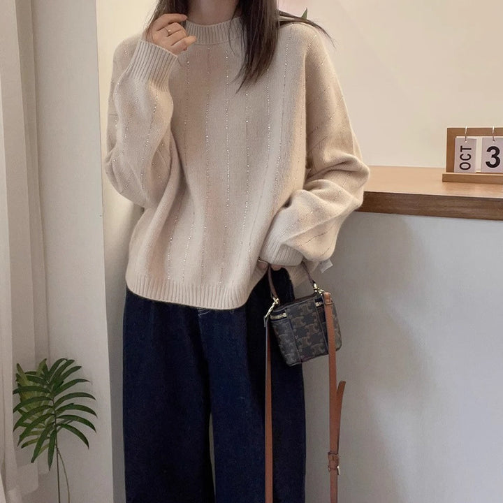 Pull-over tricot confortable pour dames avec des accents scintillants Lune London
