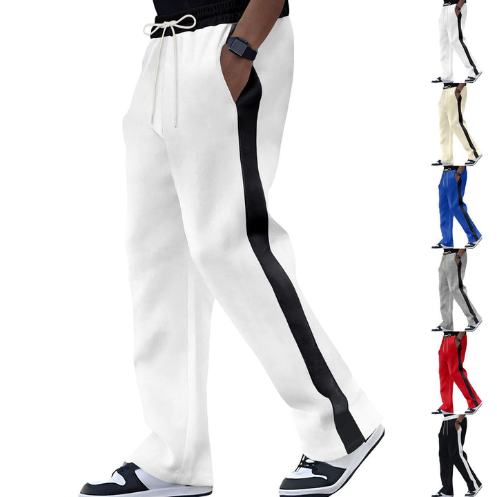 Trendy sports pants for men with elastic waistband and contrasting side stripes Lune London