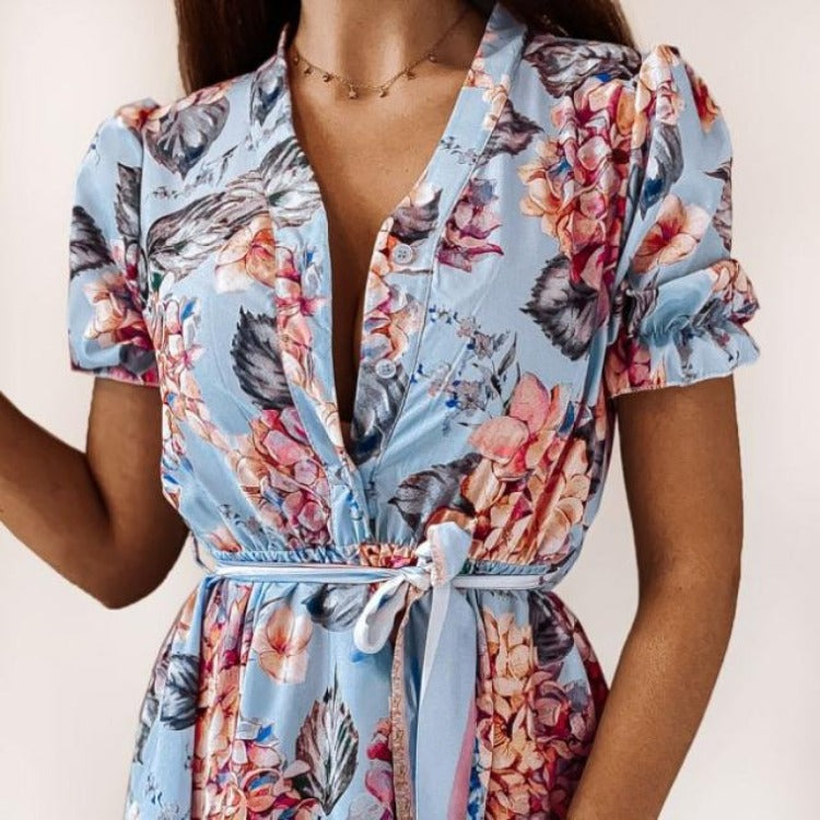 Chic and Stylish High-Low Floral Women's Dress