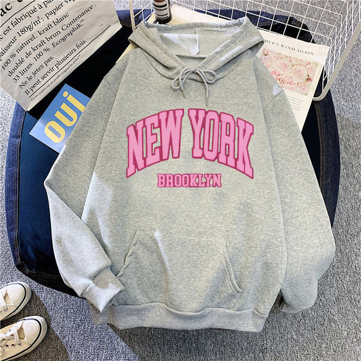 Women's hoodie with trendy New York Brooklyn print Chic & Stil