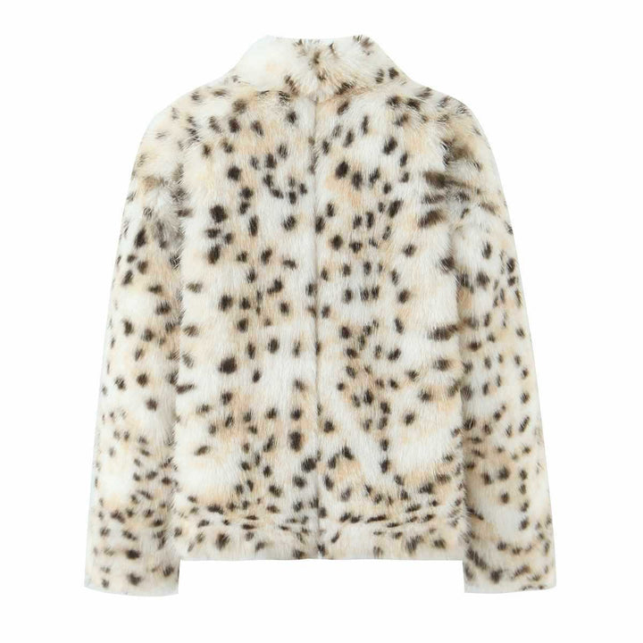 Women's faux fur jacket with an elegant leopard pattern Lune London