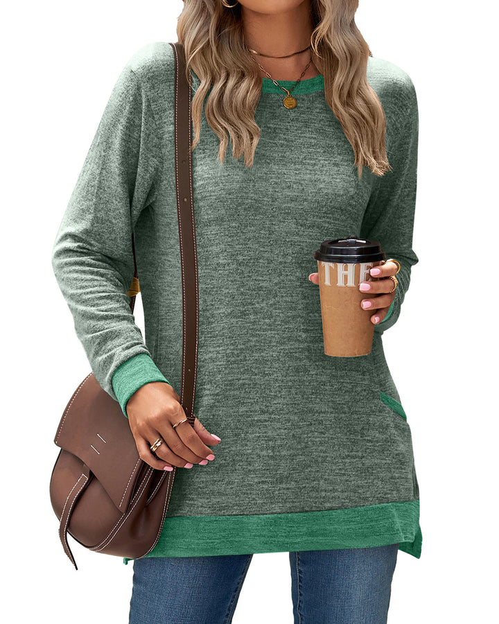 Long sleeve t-shirt for women with contrasting details and side pockets Lune London