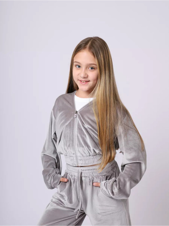 Ladies Sporty Velour Set with Hood and Elastic Waistband Lune London