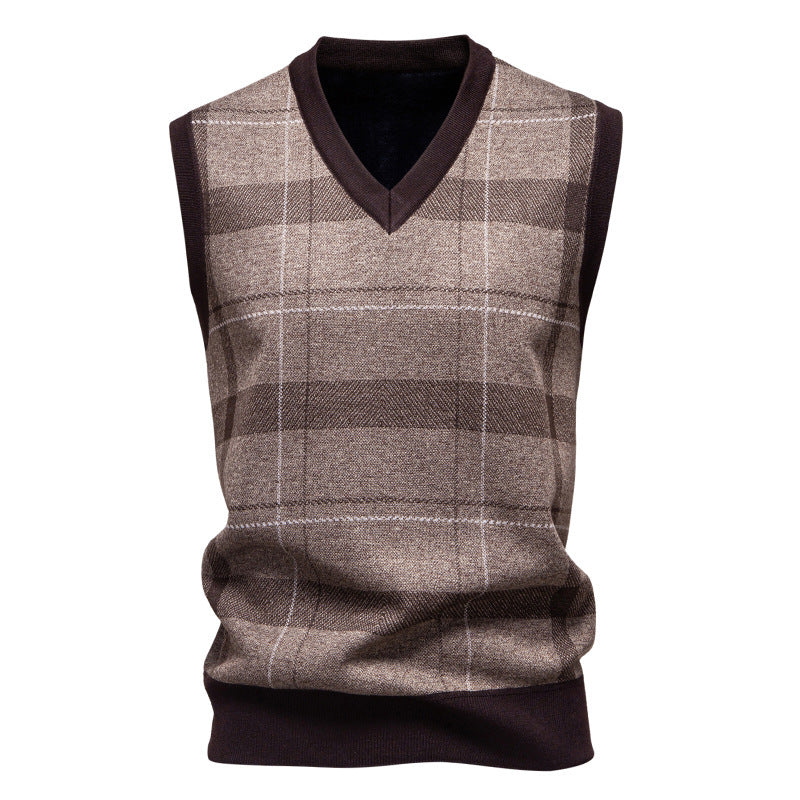 Knitted vest for men with a modern checkered pattern Lune London