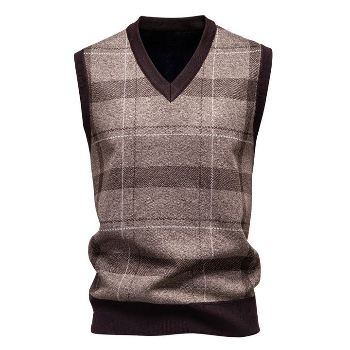 Knitted vest for men with a modern checkered pattern Lune London