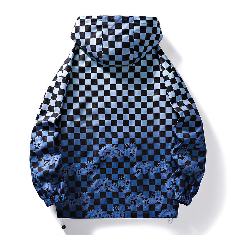 Unisex Stylish Checkered Pattern Sports Hoodie