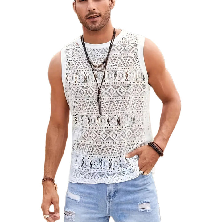Men's sleeveless T-shirt with textured design Lune London