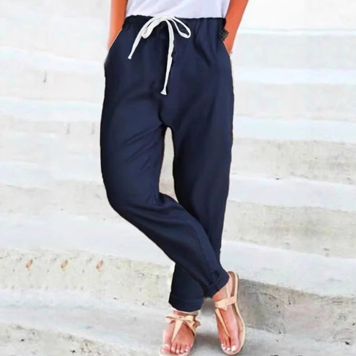 Pantalons décontractés élégants pour femmes avec ceinture élastique et ceinture à nouer Chic & Stil