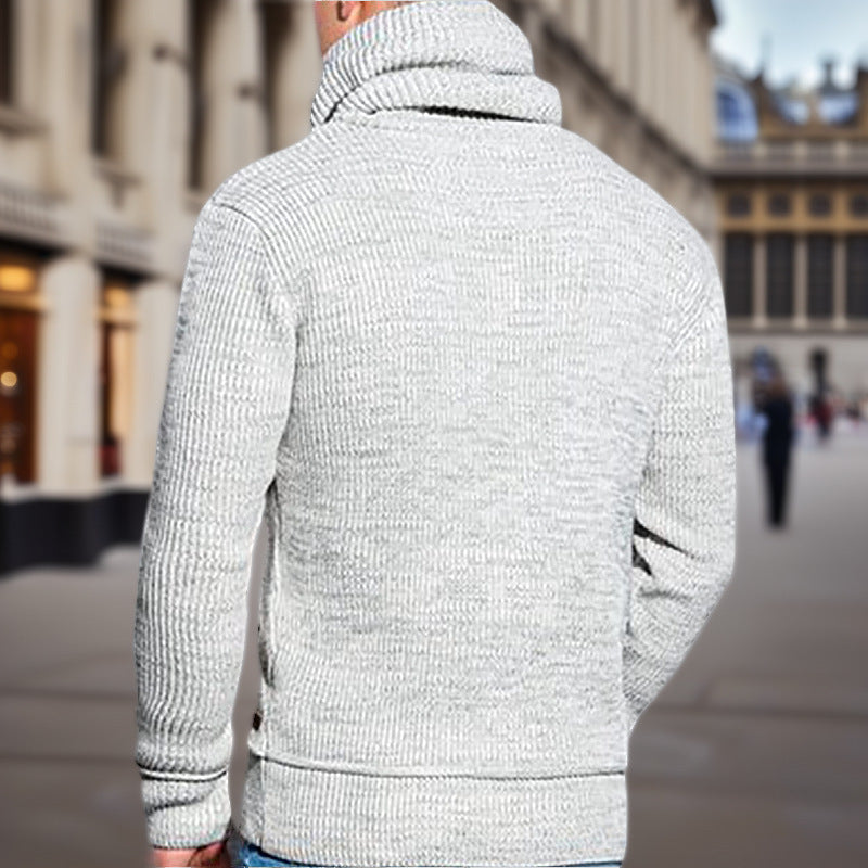 Men's knit sweater with high collar and side pockets Lune London