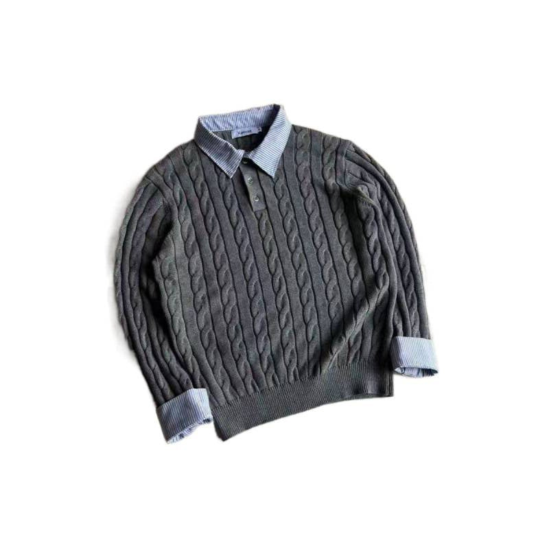 Knitted sweater for women with decorative braided pattern and high collar Lune London
