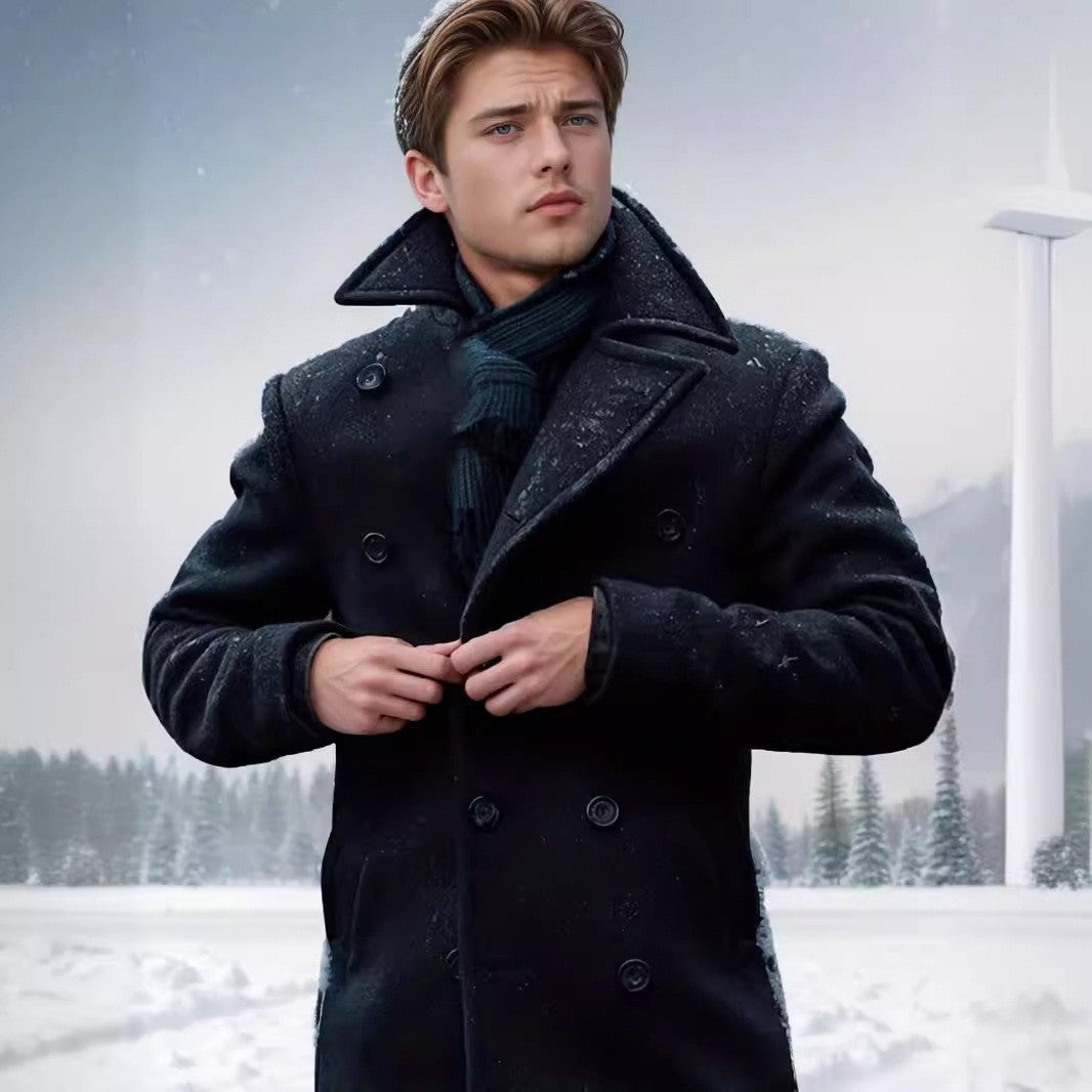 Double-breasted coat for men with high collar Lune London