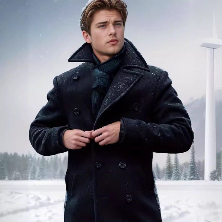 Double-breasted coat for men with high collar Lune London