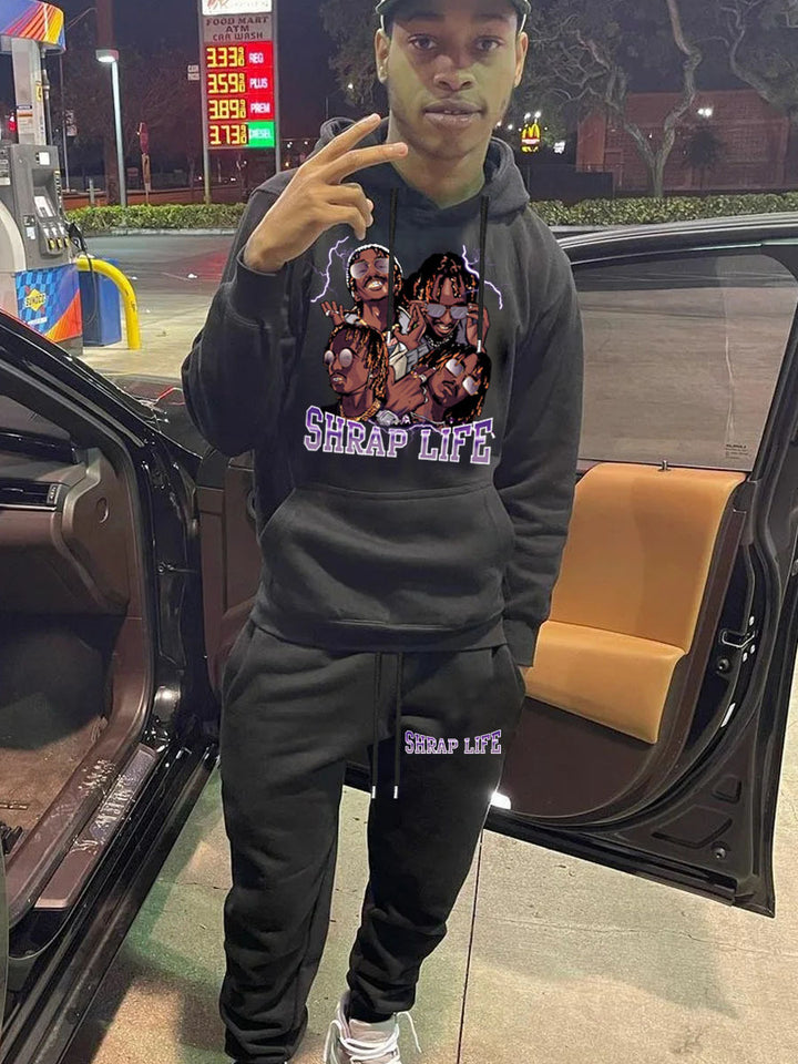 Men's hoodie and jogger set with creative graphic print Lune London