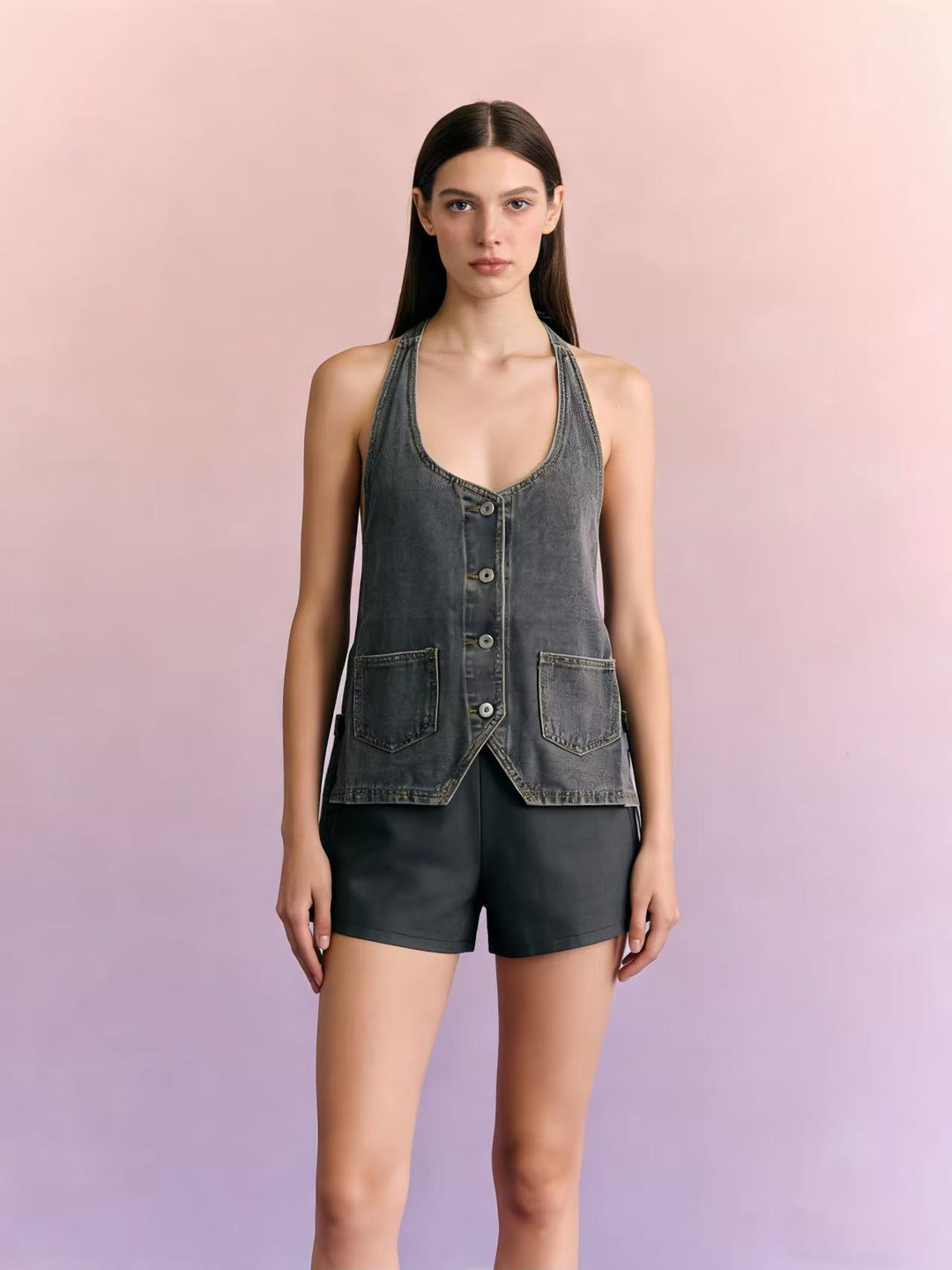 Women's casual denim set with adjustable straps and pockets Lune London