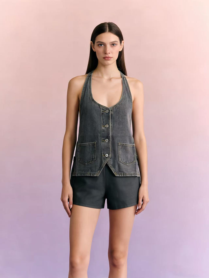 Women's casual denim set with adjustable straps and pockets Lune London