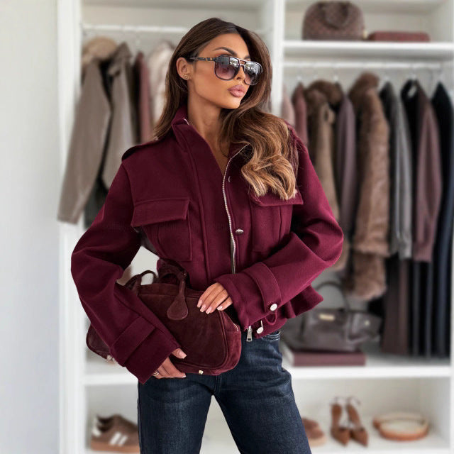 Short jacket for women with decorative laces and practical pockets Lune London