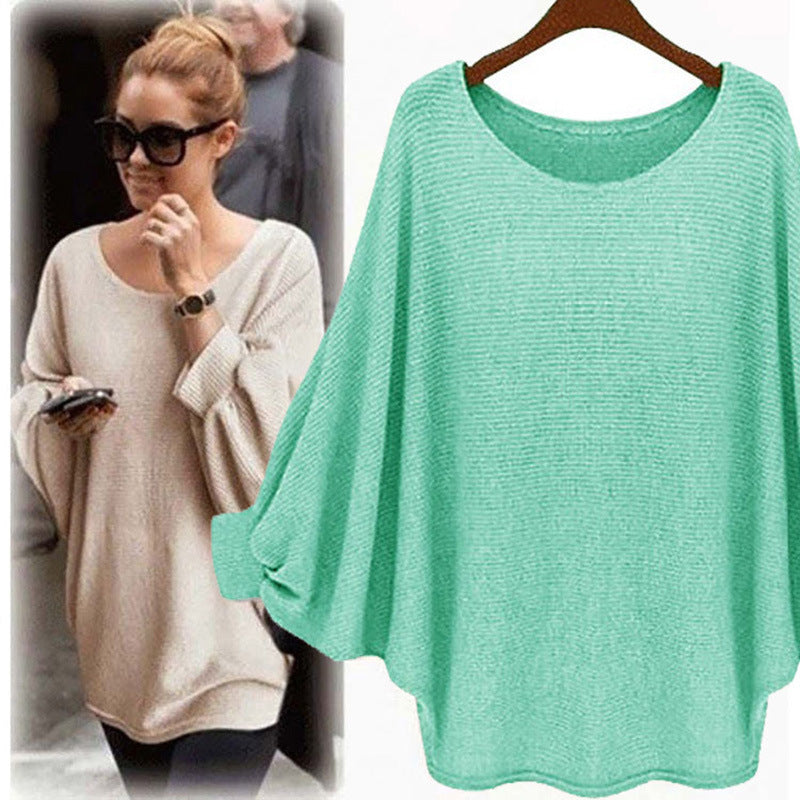 Oversized casual sweater for women with a deep round neckline Lune London