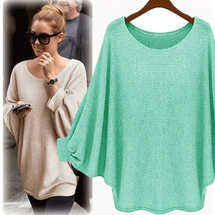 Oversized casual sweater for women with a deep round neckline Lune London