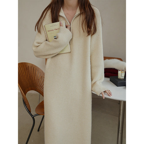 Robe tricotée pour femme avec col montant et fermeture éclair Chic & Stil