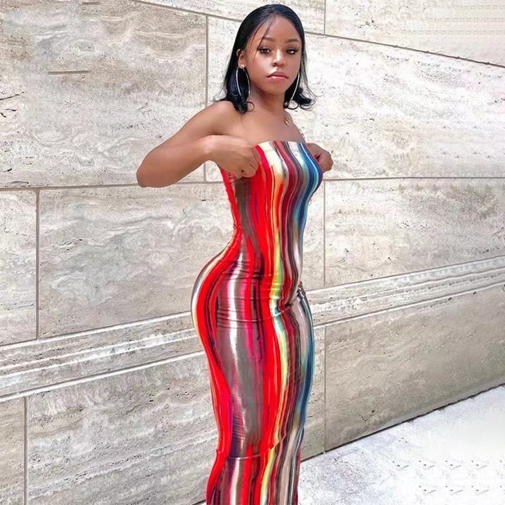 Chic and elegant strapless design bodycon maxi dress for women