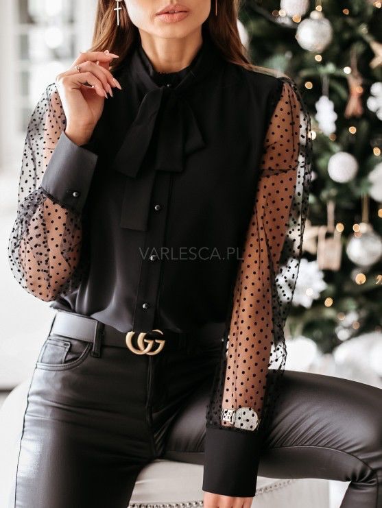 Ladies elegant blouse with transparent sleeves Lune London
