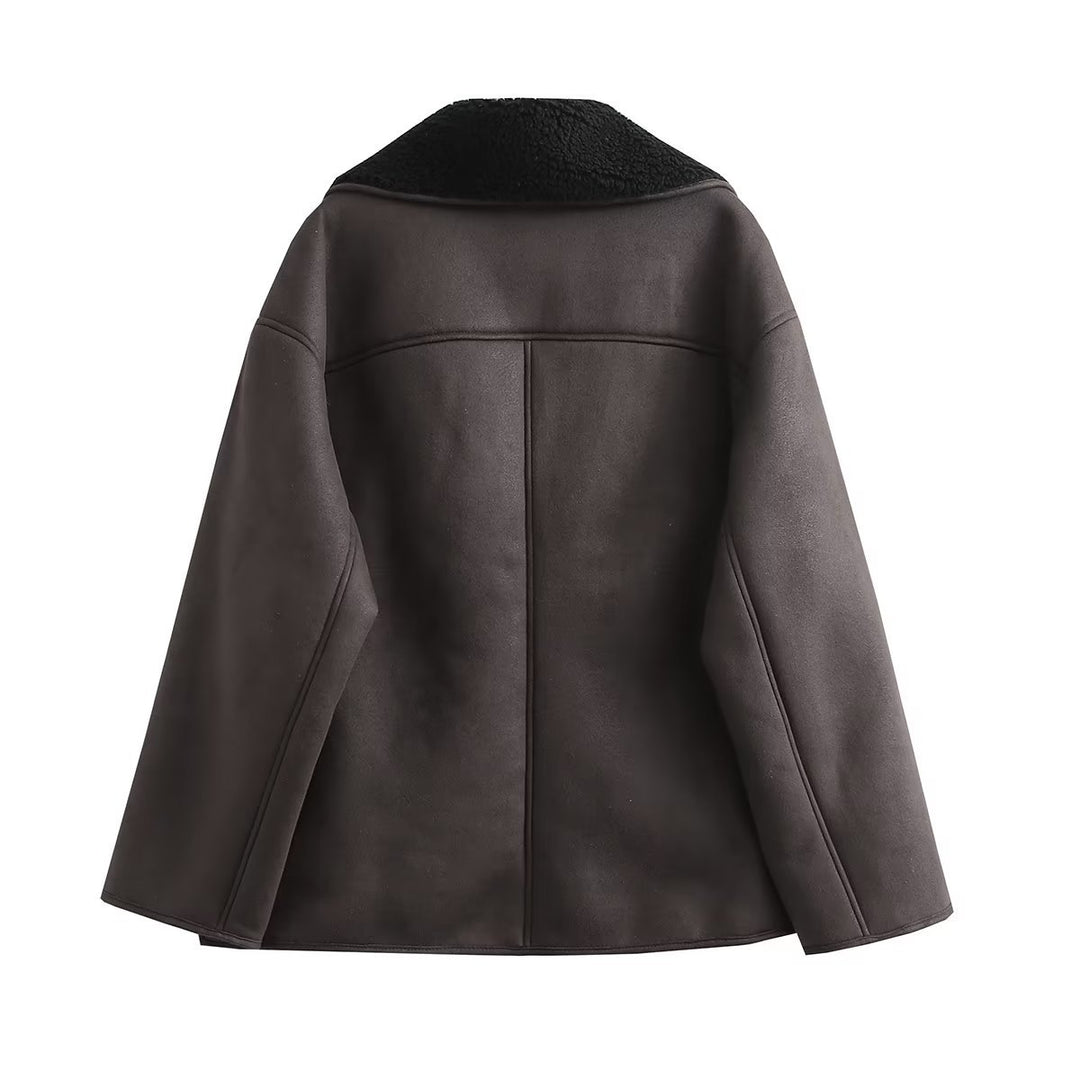 Chic and Stylish women's transitional jacket with soft fleece lining and elegant lapel