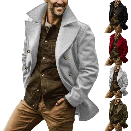 Elegant classic wool coat for men with double-breasted buttons and high collar Lune London