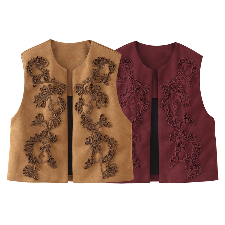 Ladies vest with floral embroidery design Lune London