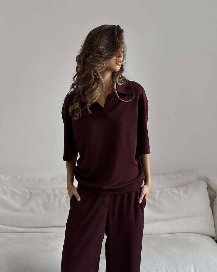 Ladies elegant set with oversized collar and wide trousers Lune London