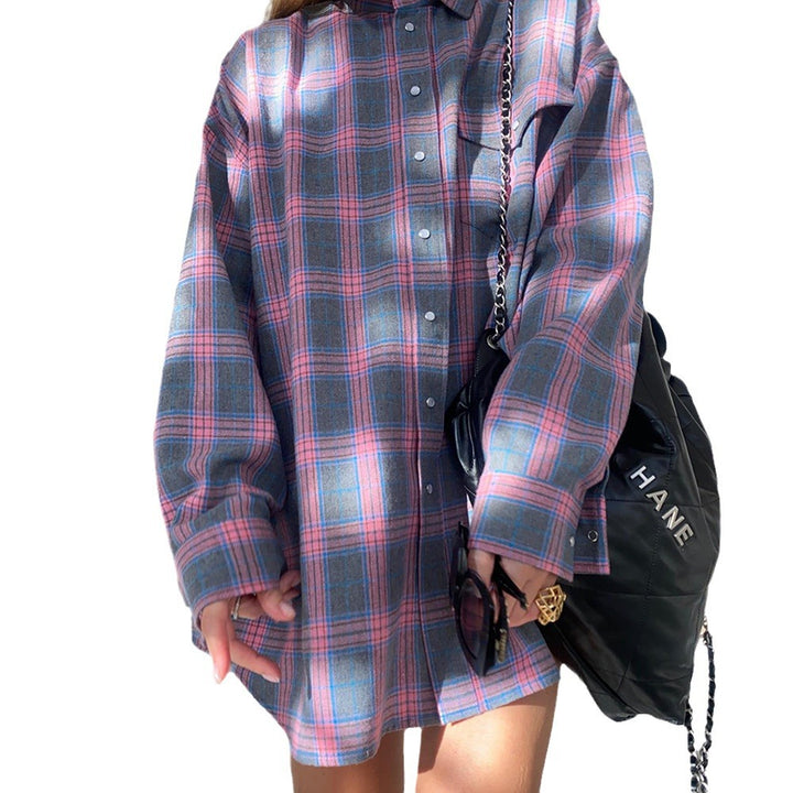 Casual plaid cotton shirt for women with a generous fit Lune London