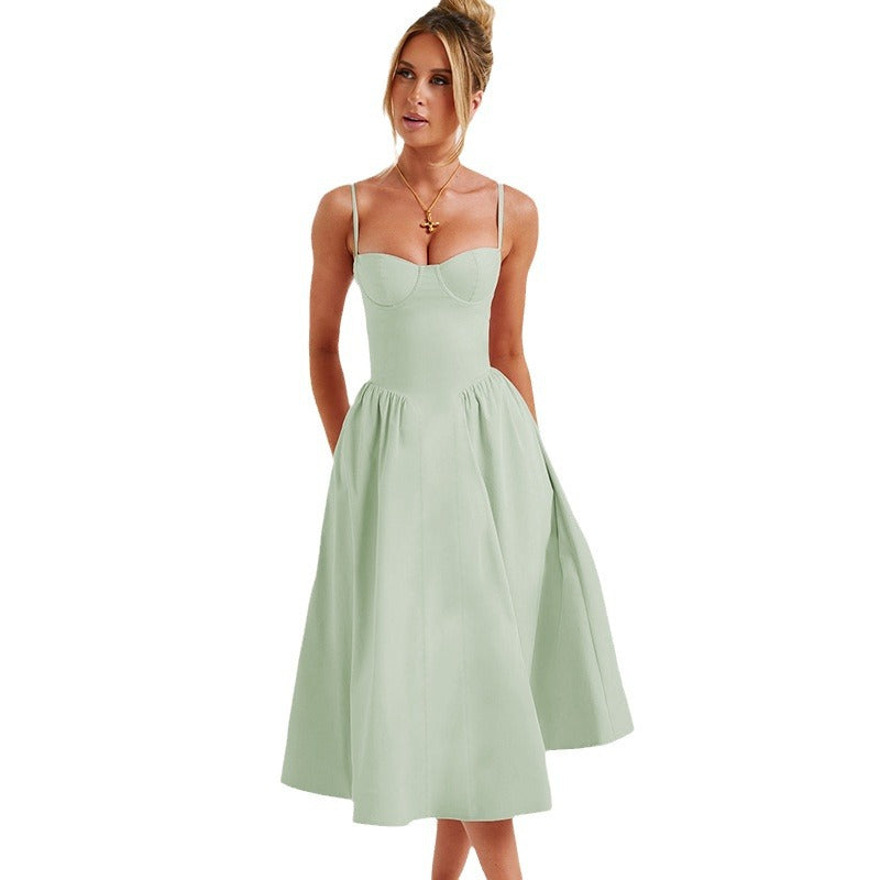 Midi dress for women with aesthetic heart neckline and flared skirt Chic & Stil