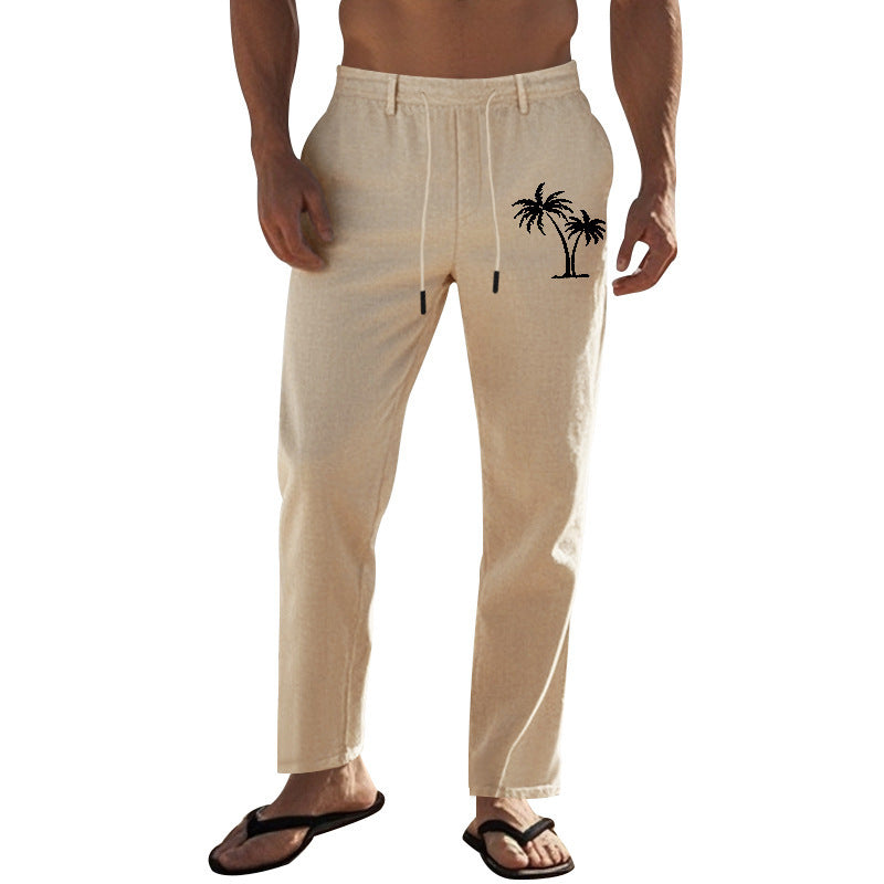 Casual pants for men with elastic waist and contrasting palm print Lune London