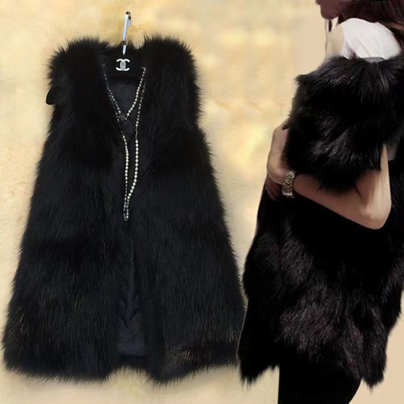 Women Elegant Faux Fur Vest with Trendy Chic Cut and Style