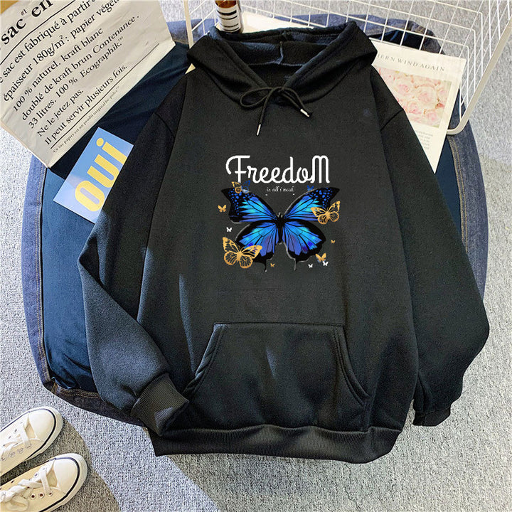 Ladies hooded sweatshirt with artistic butterfly design Chic & Stil