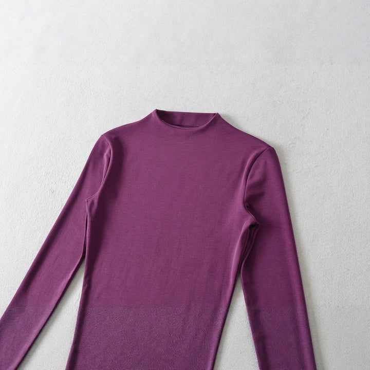 Long Sleeve Women's Shirt with Mock Neck and Ruching Details Lune London