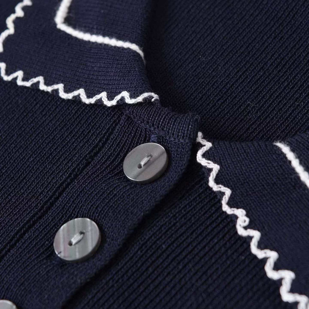Pull en tricot pour femmes avec col polo et patte de boutonnage Chic & Stil