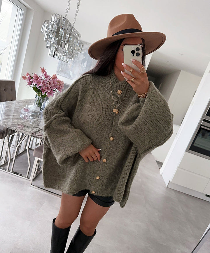 Pull en tricot oversize confortable pour femme avec coupe moderne et manches volumineuses Chic & Stil