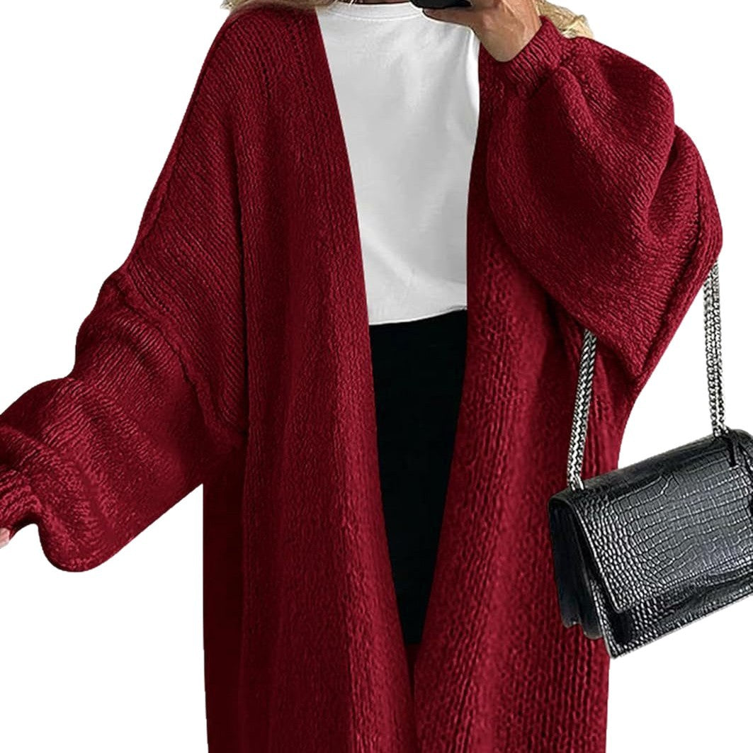 Casual knit coat for women with open cut and wide sleeves Lune London