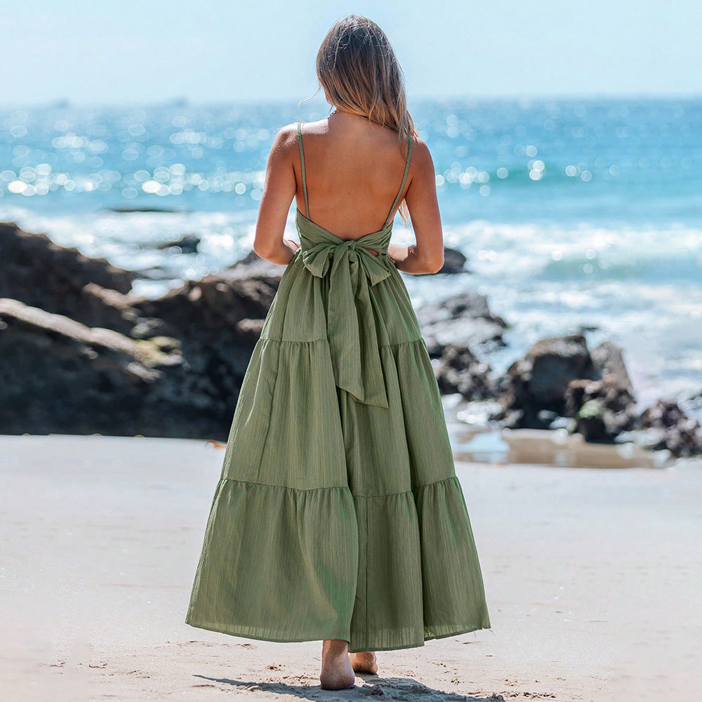 Robe maxi femme avec des accents taille haute et des volants aérés Chic & Stil