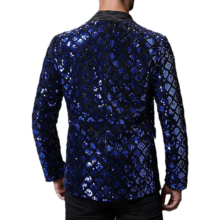 Shiny tuxedo blazer for men with luxurious sequin patterns Lune London