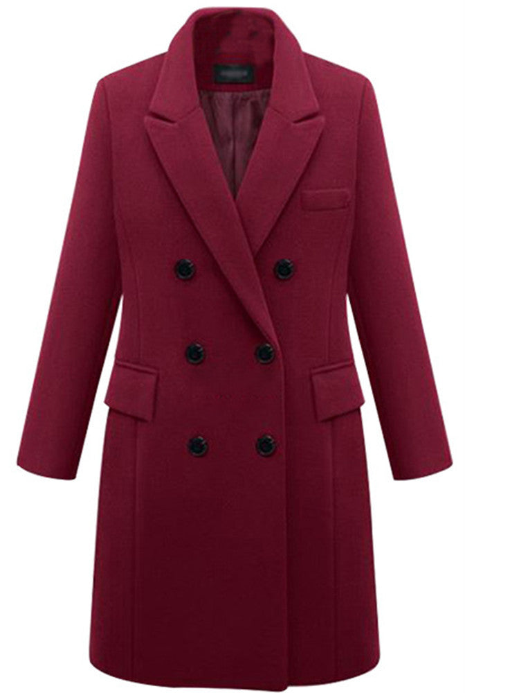 Elegant wool coat for women with double-breasted buttons and pockets Lune London