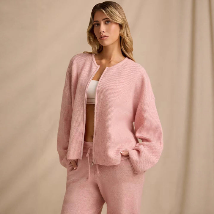 Ladies luxurious knit jacket with full zip Lune London