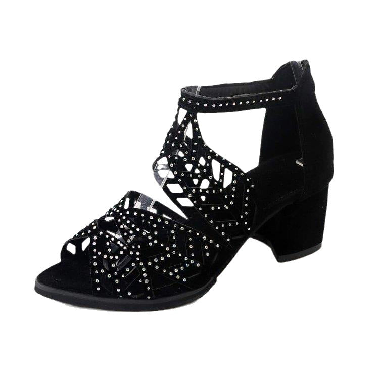 Glamorous rhinestone sandals for women with block heel Lune London
