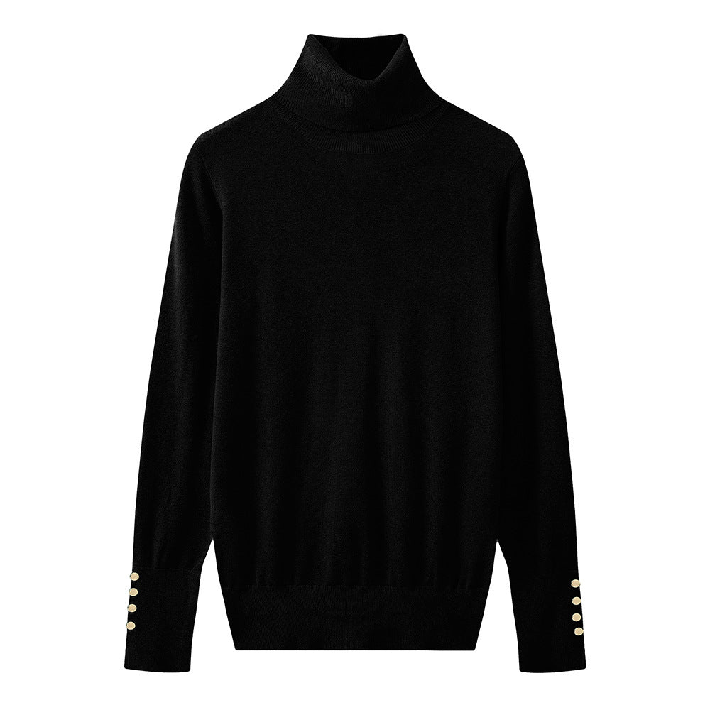 Ladies' turtleneck sweater with elegant button details Lune London