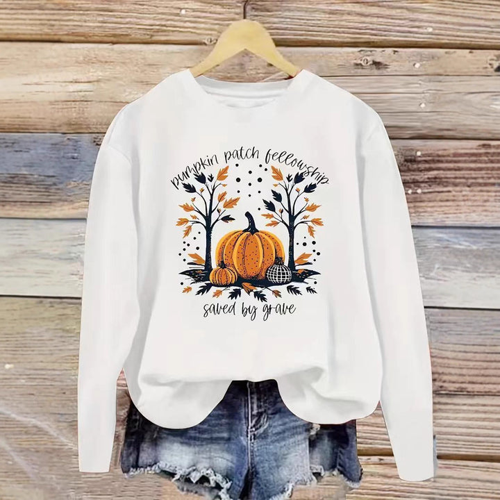 Sweat-shirt pour femmes avec design de citrouille d'automne et coupe décontractée Chic & Stil