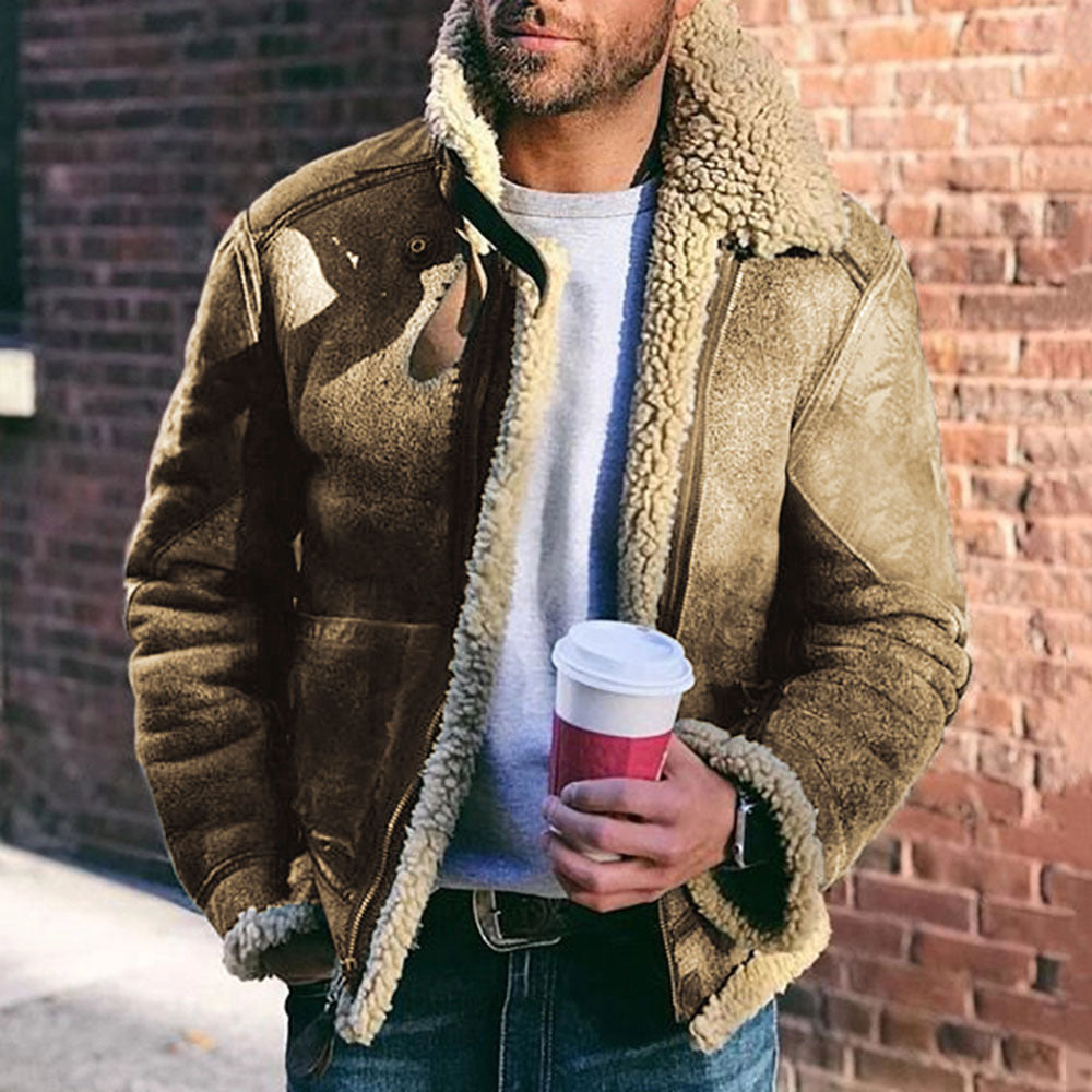 Men's leather jacket with warm lining and practical pockets Lune London