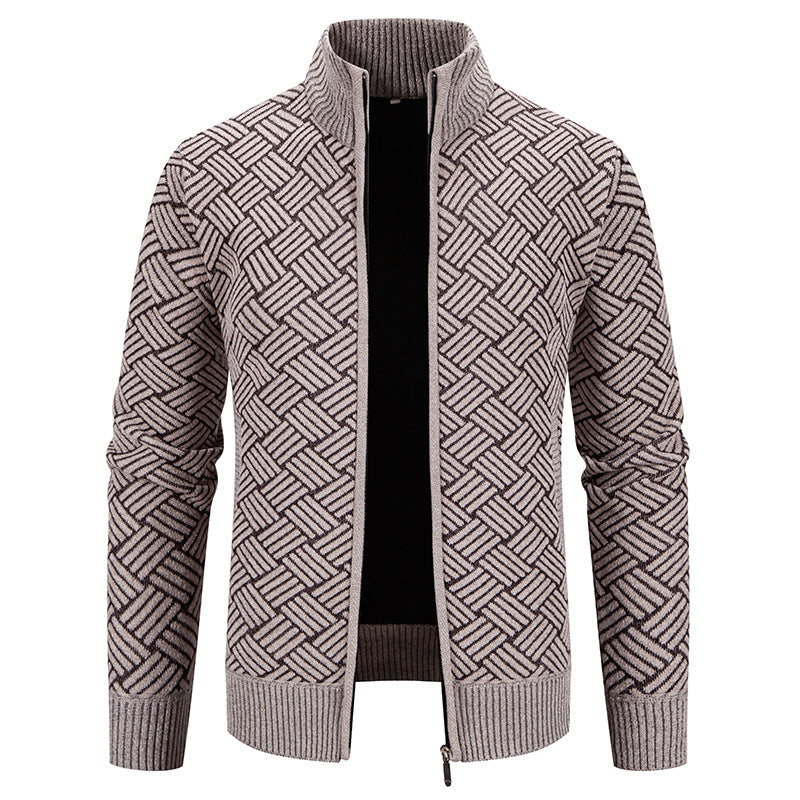 Men's knit jacket with modern plaid pattern Lune London