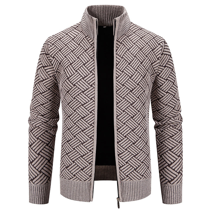 Men's knit jacket with modern plaid pattern Lune London