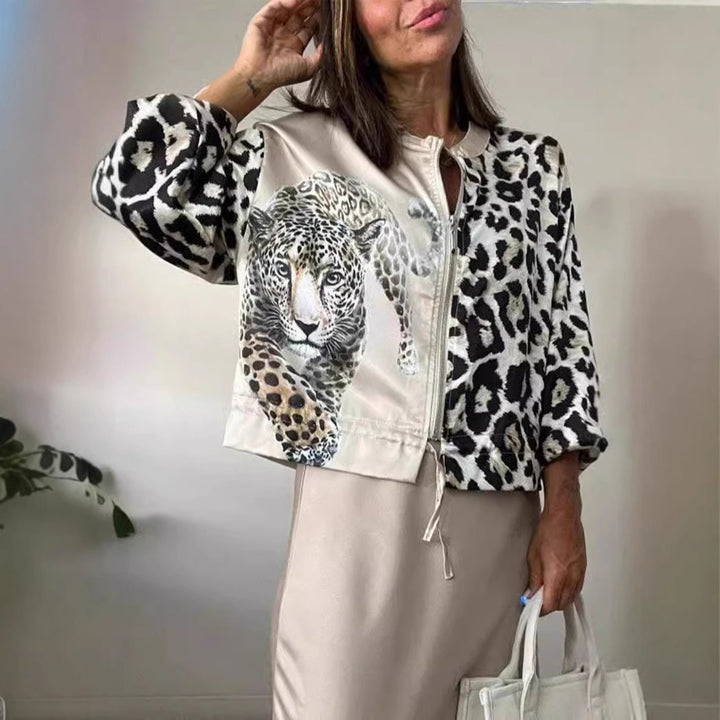 Women’s bomber jacket with animal print and elastic edges Lune London